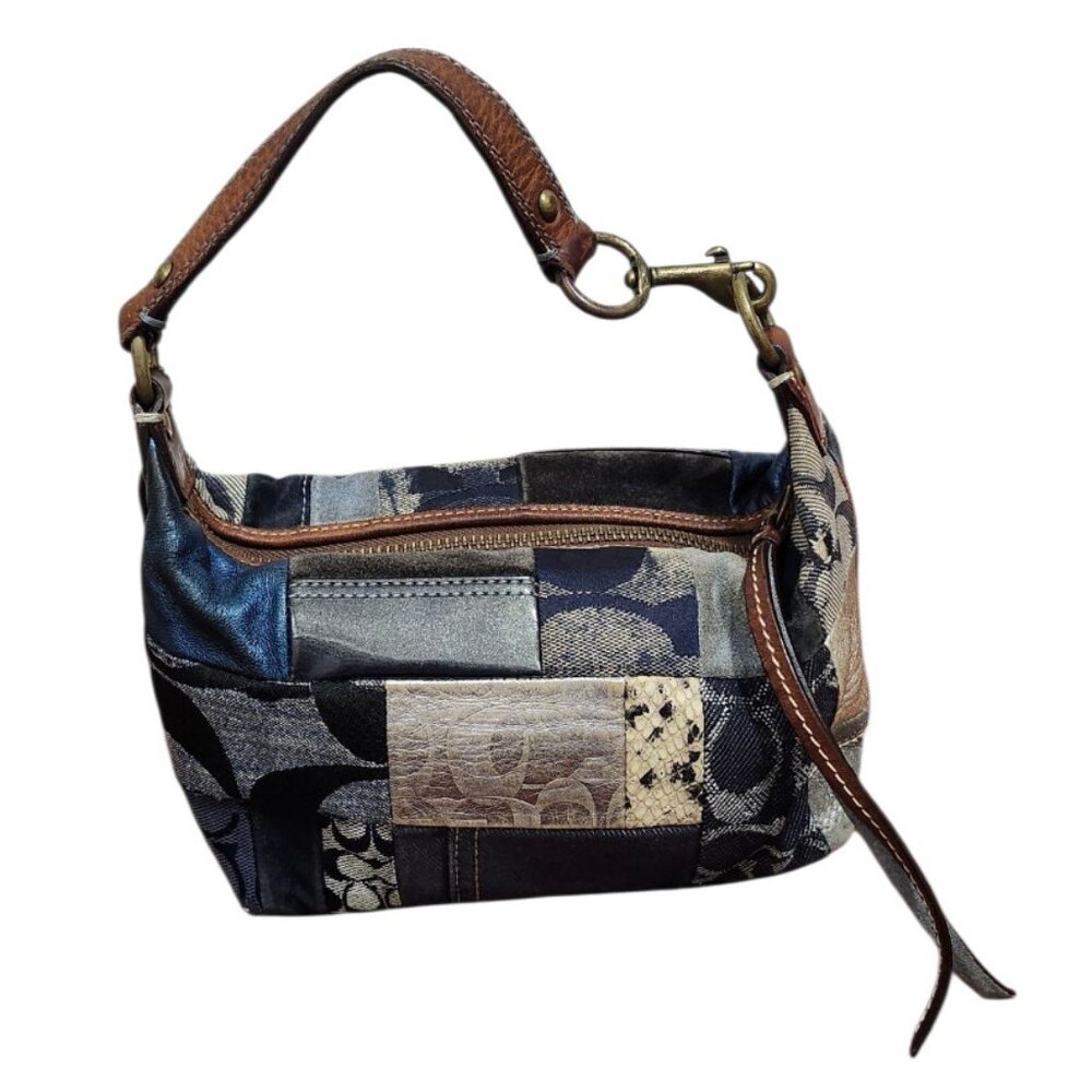 Coach Patchwork Denim Flower Print Accessory Pouc… - image 3